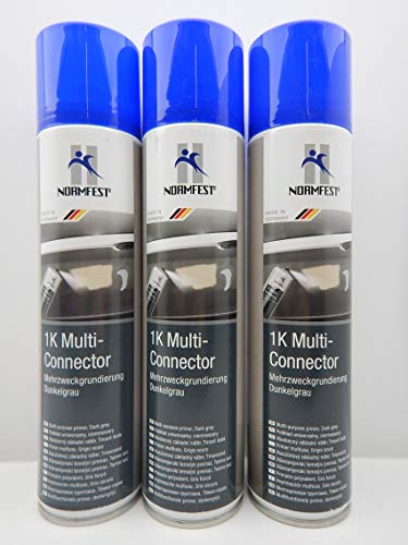 Normfest 1K Multi Connector – Universelle Mehrzweck-Grundierung in Dunkelgrau für Stahl, Aluminium, Zink, Kunststoff und Altlackierungen, 3x 400ml