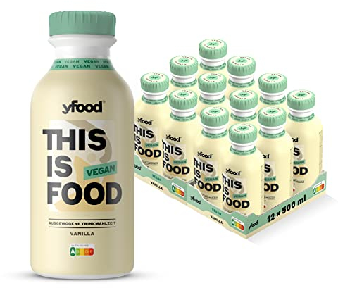 yfood Vegan Vanilla, tasty vegan meal replacement, THIS IS FOOD drink, 26g of protein, 26 vitamins and mineral, Plant based shake (12 x 500ml)