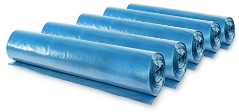 Hypafol Müllsäcke, 50 St. extra starke blaue Müllbeutel mit 120 Liter Fassungsvermögen, 700 x 1.100 mm, Typ 150 mit 100 my, extra reißfest, ideal für Gartenabfälle, Bauschlussreinigungen, 5er Pack