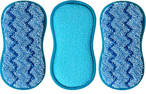 Beldray LA081339UFEU7 Lot de 3 AntiBac Zig Zag Tampons de Nettoyage en Microfibre, Traité avec Protection Antibactérienne, Double Face, Éponges Salle de Bain Réutilisable, Super Absorbants