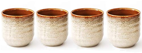 Lxuwbd Service à thé en céramique de style japonais, tasse à thé, tasse à café, ensemble de tasses Yerba Mate, ensemble de 4 tasses en céramique (couleur crème)