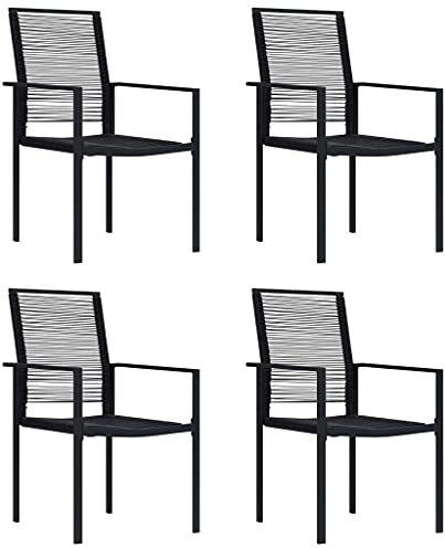 vidaXL 4X Gartenstuhl Essstuhl Balkonstuhl Terrassenstuhl Stuhl Sessel Stühle Gartenmöbel Gartensessel Gartenstühle PVC Rattan Schwarz