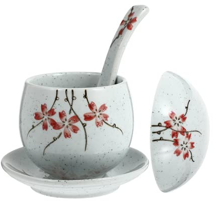 Cabilock Ceramic Steaming Bowl Japanese Style Tableware for Egg Cup Kitchen Soup Supplies Ceramic Underglaze Bowl
