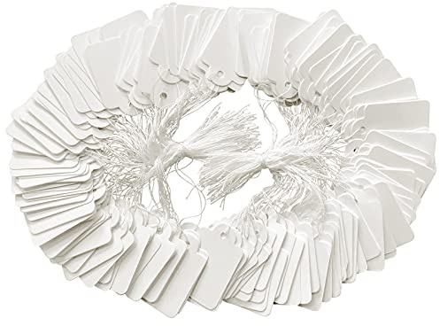 200 Stück weiße Etiketten, Preisetiketten, Etiketten, mit Schnurmarkierung, beschriftbare Etiketten, für Produkte, Schmuck, Kleidung, Etiketten, 3,5 x 1,2 cm