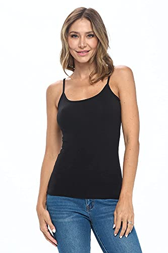 Natural Uniforms Women's Basic Camisole with Adjustable Spaghetti Strap Tank Top (Black, XX-Large)