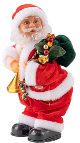 ITODA 27cm Electric Wiggle Hips Musical Santa Claus Battery Operated Christmas Singing Dancing Doll Music Toy Gift Christmas Decoration Ornament Figure for Home Festival Party Gift