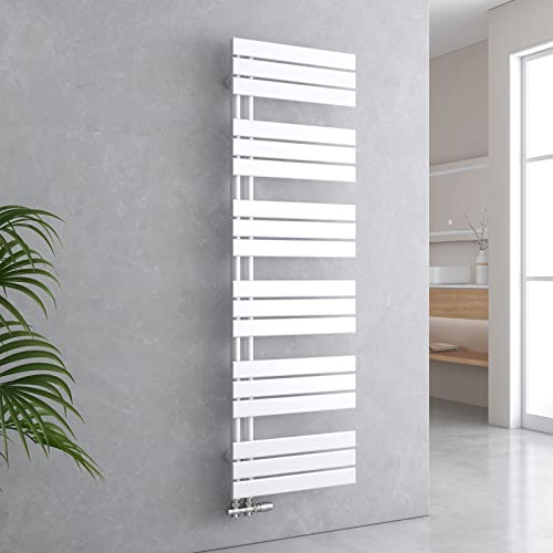 EMKE Radiador de baño, toallero, 1599 x 500 mm, conector lateral, plano, calentador de toallas, radiador de baño, calentador de toallas, color blanco, 794 W