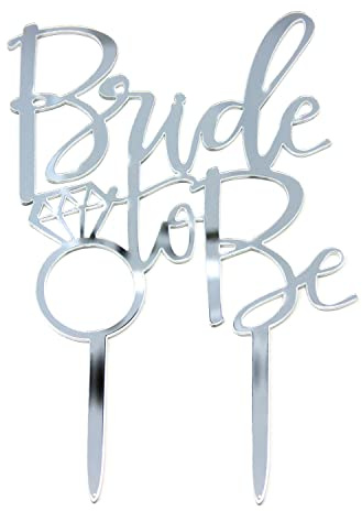 Oblique Unique® Torten Kuchen Topper Aufsatz Bride to Be Silber für Hochzeit JGA Junggesellinnenabschied Deko Hochteitsdeko - Muffin Cupcake Dekoration