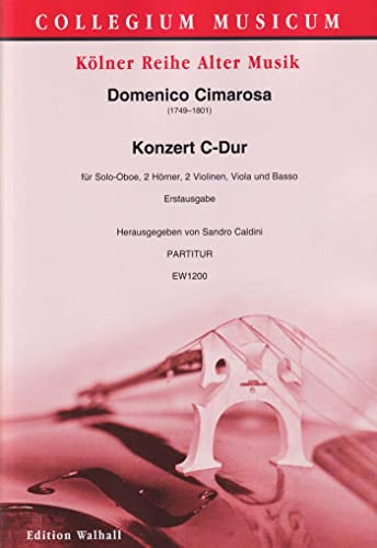 Konzert C-Dur für Solo-Oboe, 2 Hörner, 2 Violinen, Viola und Basso continuo - Partitur