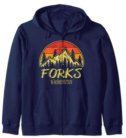 Forks Washington WA Mountains Hike Hiking Souvenir Zip Hoodie