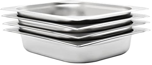 INLIFE Contenitore gastronorm, 4 pezzi, GN 1/2, 65 mm, acciaio inossidabile