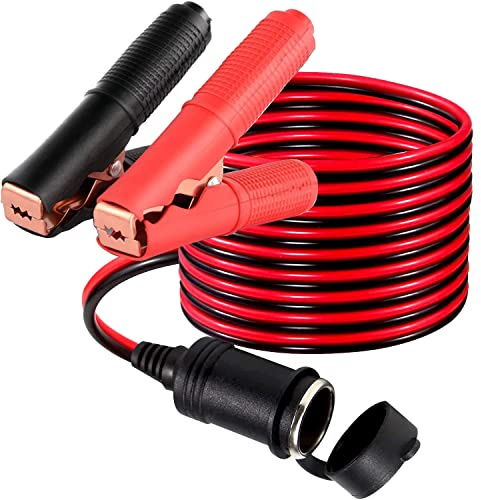 RUNCCI-YUN 1 Stück 12 V 24V Batterieklemme mit Kabel,Zigarettenanzünder Alligator Clip,12V KFZ Zigarettenanschlusskabel Zigarettenanzünderbuchse [16AWG 2.0m ]