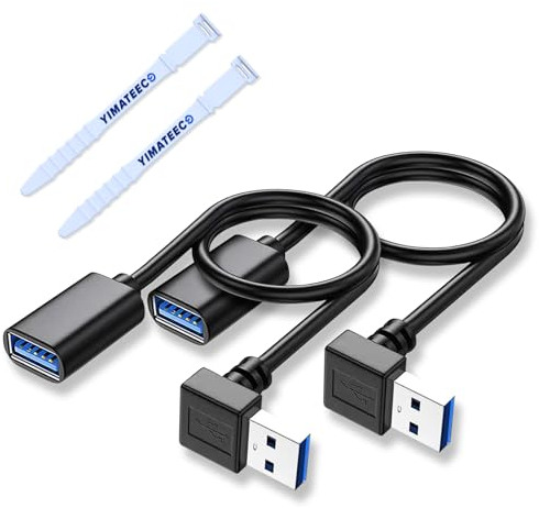 USB 3.0 Verlängerung Kabel USB Winkelstecker 90 Grad für Maus/Tastatur/Drucker/PS4/PS5, U-S-B 90 Grad Adapter, 30CM USB Verlängerung kurz Stecker auf Buchse Rechtswinkel Type-A Kabel (Oben, 2 Stück)