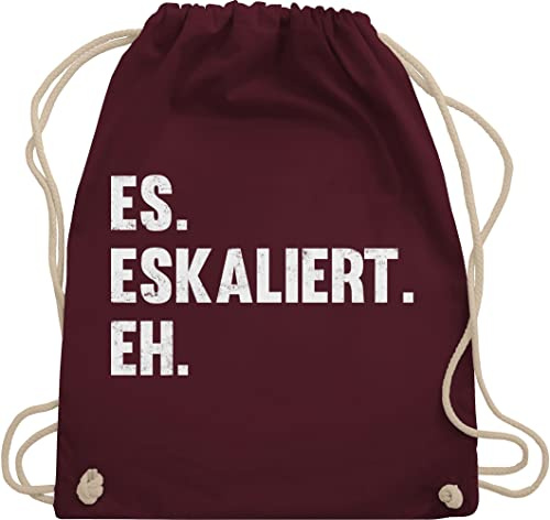 Turnbeutel Rucksack - Party & Alkohol Herren - Es eskaliert eh - Unisize - Bordeauxrot - stoffbeutel sprüche saufrucksack sauf malle beutel festival turnsack saufen alki spruch beutelrucksäcke