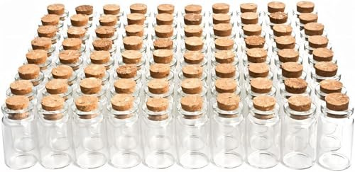 MAOOY 80 Stück 8ml Mini Korkstopfen Glasflaschen,Kleine Reagenzglas mit Korken,Mini Reagenzgläser Kleine Glasflaschen Gläser Flaschen Gewürzgläser Set für Hochzeit Gefälligkeiten Partei Dekoration