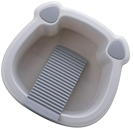 KOMBIUDA 1Set Wash Basin with Washboard Multi-Purpose Kitchen Dishpan for Hand Washing Clothes for Camping and Home Use