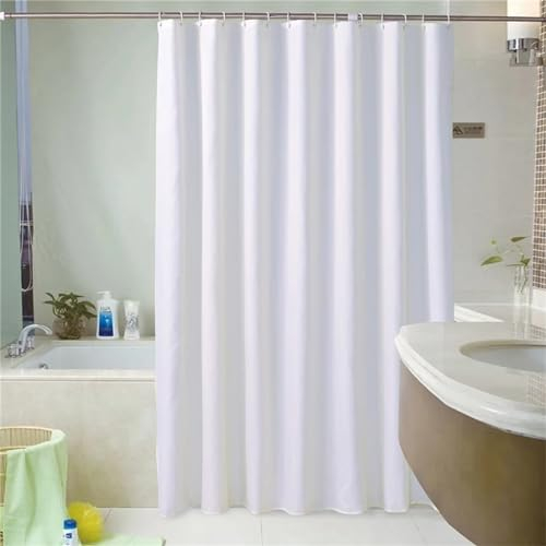 Syiboo Duschvorhang Weiss 90x120cm Duschvorhäng Anti Schimmel,Wasserabweisend Stoff Duschrollo Waschbar,3D Draussen Bad Vorhang Schnell Trocknend,Badewanne Badezimmer Decor Vorhänge