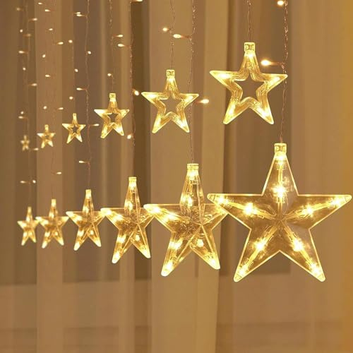 DAZZTIME LED Sterne Weihnachtsbeleuchtung,Lichterketten für Fenster Weihnachten,Weihnachtsdeko Fenster mit Fernbedienung und Haken,8 Modi,für Weihnachten,Hochzeit,Schlafzimmer Deko