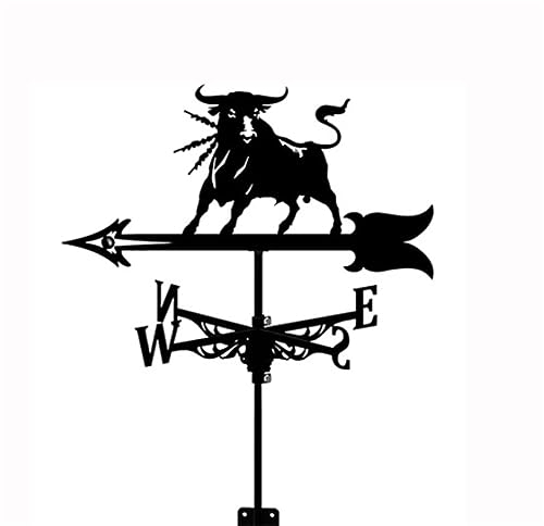 jUlenO Wetterhahn Büffel Muster Wetterfahne,Metall Weather Vane Windfahne Windrichtungsanzeiger für den Gartenzaun und Schuppen Dekorative, 22x13in