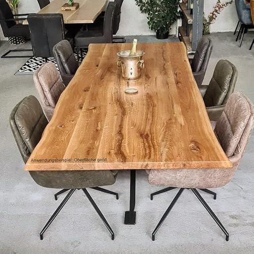 MyTimber® Tischplatte Eiche Massivholz Platte aus Echtholz | Baumkante oder gerade Kante | Naturbelassen oder geölt | Ein Hingucker für jeden Raum (Baumkante - geschliffen, 160x80cm)
