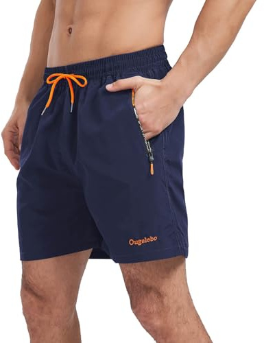 Ougelebo Badehose Herren Schnelltrocknend Strandshorts mit Mesh-Futter