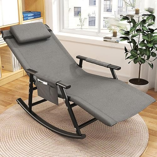 Schaukelstuhl Für Den Außenbereich, Relaxsessel Korbsessel Mit Stahlrahmen, Tragbare, Bequeme Stillsessel Schaukelsessel Für Terrasse, Hinterhof, Balkon, Veranda, Tragfähigkeit 150kg ( Color : Gray )