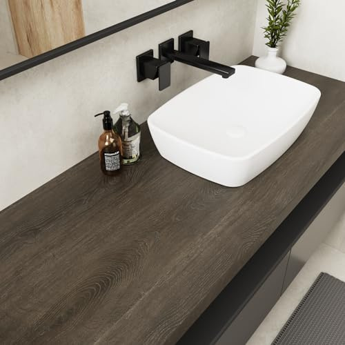 VaryPaper Carta Adesiva Effetto Legno Marrone Scuro 40cmx200cm Pellicola Effetto Legno Adesivi Decorativi per Mobili Pellicola Top Cucina Adesiva Carta Adesiva per Armadio Piano da Lavoro Porte