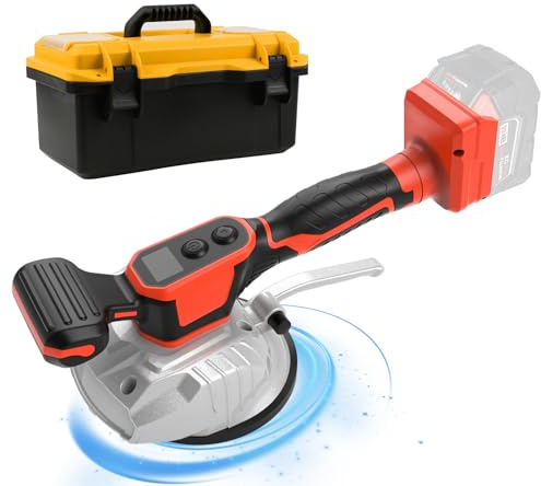Machine Carrelage Vibrante pour Milwaukee 18V Batterie, Vibreur de Carrelage Ventouse 80 x 80mm 8 Vitesses Réglables Capacité de 60kg de Carrelages & Carreaux Muraux (Sans Batterie)