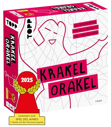 TOPP Krakel-Orakel – Das Zeichenspiel für alle, die Nicht zeichnen können. Wer erkennt die schrägen Formen im Linien-Wirrwarr? 2–8 Personen | ab 10 Jahren | 30 Minuten