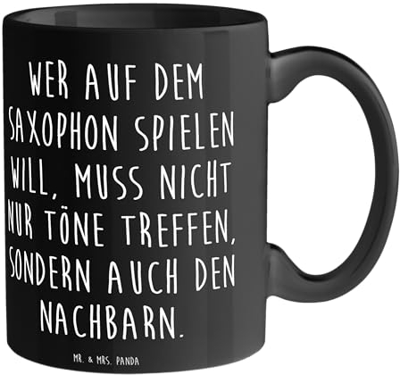 Mr. & Mrs. Panda Tasse Saxophon Spieler - Geschenk, Blasinstrument, Instrumente, Musiker, Tasse bedrucken, Jazz, Töne treffen, Kaffeebecher, Musik,