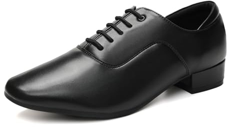 YKXLM Scarpe da Ballo Uomo Ballo Liscio Professionali Standard Latino Americano per Salsa Tango Jazz Partito di Danza Scarpe,2.5CM,Nero,45EU