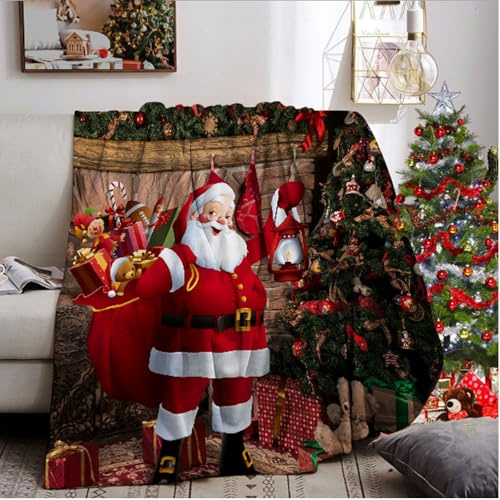 Weihnachts Kuscheldecke 150x200cm, Sofa Decke Weihnachten, Weiche Warme Winter Fleecedecke Weihnachten für Erwachsene (E, 150x200cm)