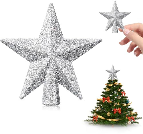 Étoile Sapin de Noël, 2 Pcs Mini Arbre Décoré, Cimier et Topper, 6 cm, Decoration pour Arbre de Noël