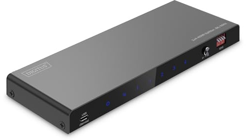 Sdoppiatore Hdmi 8k Digitus, 1x4 | HDMI 2.1 y HDCP 2.3 – HDR, Deep Color, conmutador EDID – Toslink, estéreo (3,5 mm)