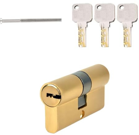 Cilindro di chiusura doppio cilindro 30/30 massiccio con 3 chiavi, cilindro di chiusura in ottone, chiave reversibile, accessorio di ricambio (lunghezza: 60 mm)