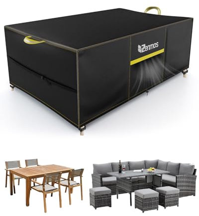 Zenmos Garden Furniture Covers Outdoor Waterproof with Air Vent, 180*120*74cm, 420D Heavy Duty Oxford Fabric, for Patio Table, Chair, Rattan Sofa, Garden, Rectangular 180*120*74