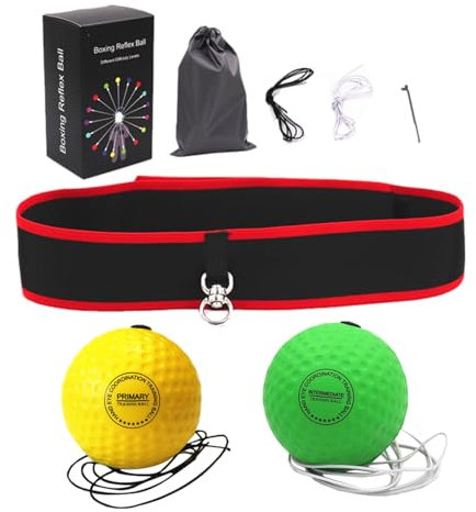 FINLALO Boxball Stirnband, Boxen Reflexball, Kinder Boxen Stirnband Reflexbälle, Reflexball zur Verbesserung der Hand-Augen-Koordination Schlaggeschwindigkeit (B)
