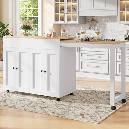 Wiuzo Moderner ausziehbarer Bartisch(117-180×50×94.6cm),Ausziehbarer Esstisch mit Stauraum, mit sechs AblageflächenStehtisch Bistrotisch, für Esszimmer,Verwendung als Wohnzimmertrennwand,Weiß