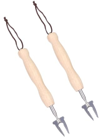 TOPPERFUN Forchette Pratiche e Resistenti 2 Pezzi in Acciaio Inox con Manico in Legno a Forma di Zucca per Barbecue da Campeggio per Uso Esterno e Cucina
