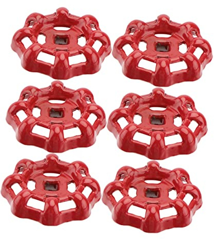 Uonlytech Gusseisen Ventilgriff Rot 6 Stück 6mm Flachboden Metall Handrad Absperrventil Griff Für Wasserrohr