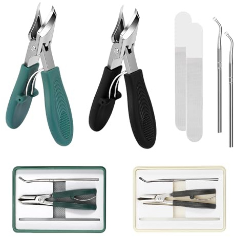Lot de 3 Coupe-Ongles Incliné, Coupe Ongle avec Récipient Collecteur, Pince Ongle Incarné Coupe Ongle Pied Pince Coupe Ongles Coupes Ongles Professionnel (Vert,Noir)