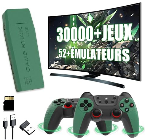 M22 U Console de Jeux rétro Plus de 30000 Jeux, 52 émulateurs, Manette de Jeux rétro, Sortie vidéo 4K HD 1080p, Deux manettes sans Fil 2,4 GHz,Plug&Play, PC/projecteur/téléviseur