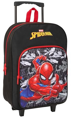 SPIDER-MAN - Mochila Infantil con Carro Compacto, Ideal para Niños de Diferentes Edades, Cómoda y Versátil, Calidad y Resistencia, 33x43x15 cm