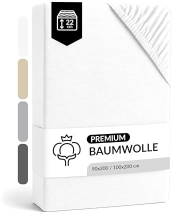LARAWELL Spannbettlaken 90x200cm Baumwolle, bis 100x200, weiß, Spannbetttuch aus extra dickem Premium Jersey (gekämmt), Matratzenhöhe bis 22 cm, bügelfrei, atmungsaktiv, formstabil