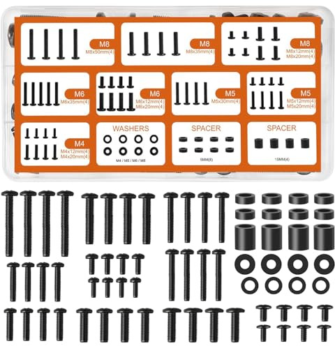 Jerhyun Tornillos Universales TV Vesa Set, M4、M5、M6、M8 Tornillos y Separadores TV para Soportes de Monitor, Soportes Pared (68)