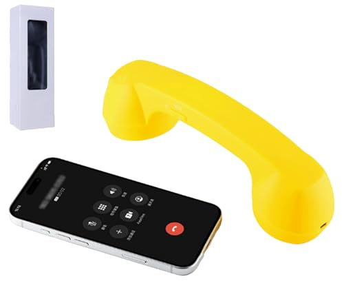 Retro Phone Handset, Wireless Telephone Style Landline Handle Receiver for Cell Mobile Video Conferences Calls Meetings (yellow)