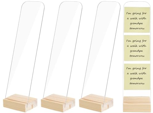 PH PandaHall 4 tableros de notas para monitor, acrílico transparente con base de madera, organizador de tablero de notas rectangular para oficina, hogar, escritorio, accesorios de espacio de trabajo