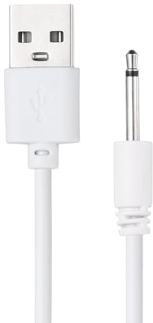 sourcing map 2.6FT DC Charging Cable 5V 1A USB to DC Power Cable White | 2.5mm Fast Charger Cord Adapter Head Length 16mm for Beauty Equipment Magic Wand Massagers Toys Desk Lamp