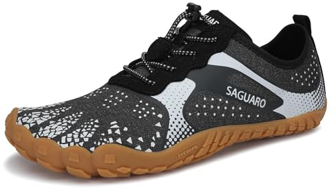 SAGUARO Barfotaskor herrar damer, sommar, ventilerande, träningsskor, halkfria trekking, terränglöparskor, Slip On, Schwarz01 klassisk, 43 EU
