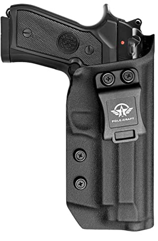 POLE.CRAFT IWB Kydex Holster for Beretta 92 A1 / 96 A1 / 92 FS Pistol - Inside Waistband Concealed Carry Holster (Black, Right Hand)